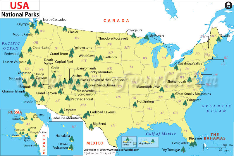 Carte des parcs nationaux